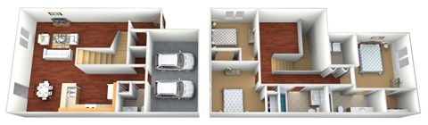 Floor plan for 3 beds, 2.5 baths, 1882 sqft